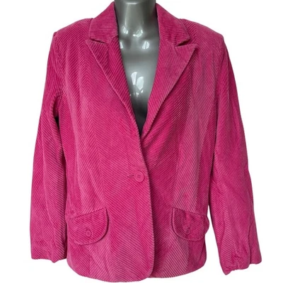 Vintage Coffeeshop Blazer Hot Pink Fuchsia Corduroy Jacket Junior's Size Large - Image 1 of 4