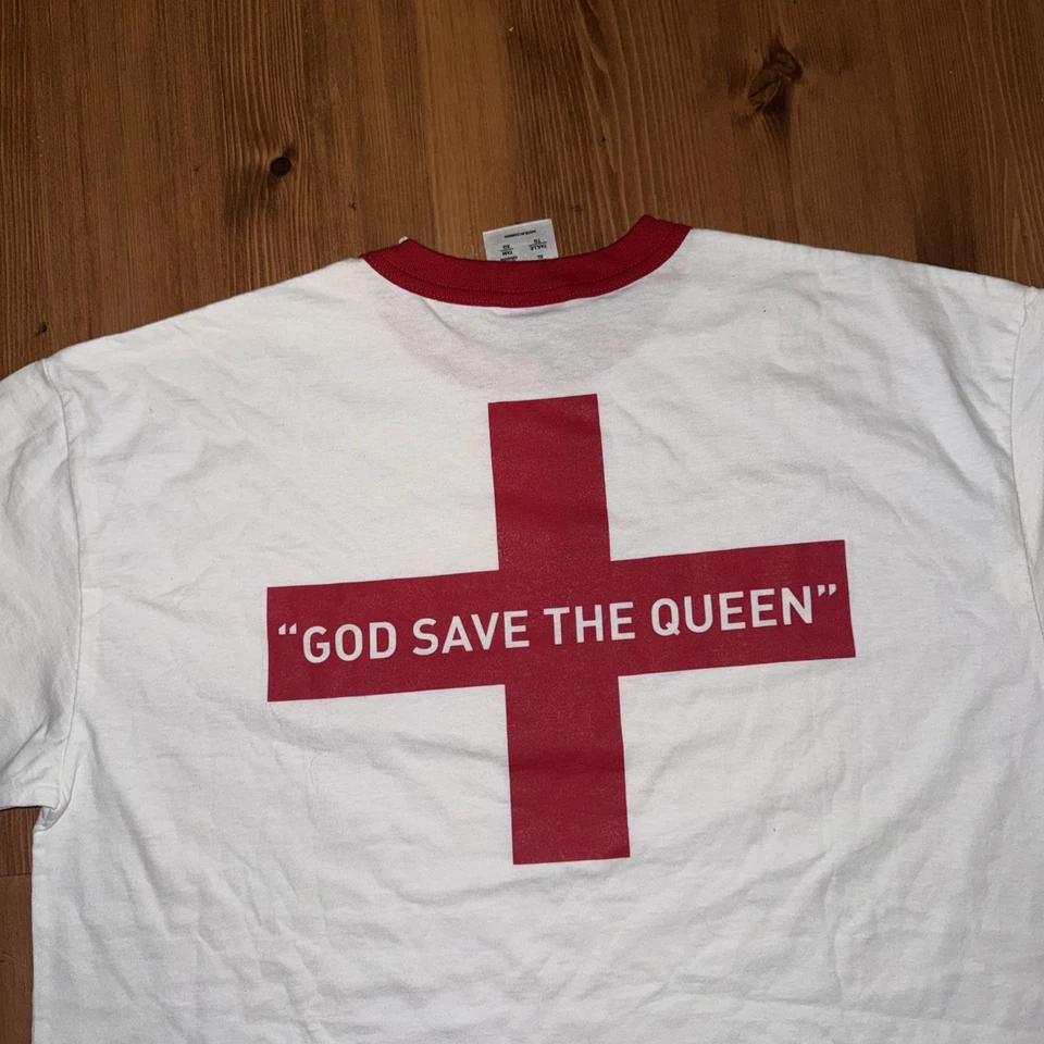 Camiseta de fútbol vintage Adidas Ringer Inglaterra años 90 “God Save The Queen” Grial talla XL Foto 1 de 4