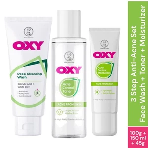 Oxy 3-Step Anti-Acne Set Face Wash + Toner + Moisturizer -Anti Acne Fight Pimple - Picture 1 of 22