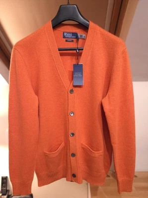 Ralph Lauren 100% Cashmere Cardigan. Men's Large. Orange. V-Neck - Image 1 of 4