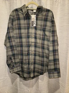 Basic Editions Men's Long Sleeve Green/blue Color Button Down Shirt Size L NWT - Picture 1 of 4