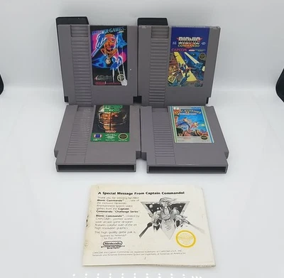 NES Games Bundle Of 4 Ikari Warriors 2 Tecmo Bowl Bionic Commando Winter Games - Image 1 of 4