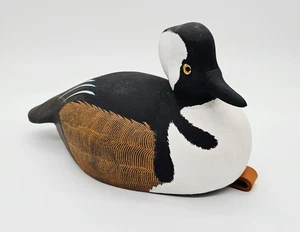 Hooded Merganser Drake Duck Decoy Hollow Cedar Glass Eyes by A J Bombardier - Picture 1 of 15