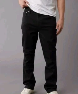 NEW American Eagle Men's 38x36 AirFlex+ Slim Bootcut Distressed Black Denim Jean - Picture 1 of 5