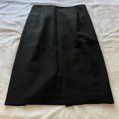 Jil Sander Womens Virgin Wool Back Slit Career Skirt Size 44 Black Lined Italy - Image 1 of 4
