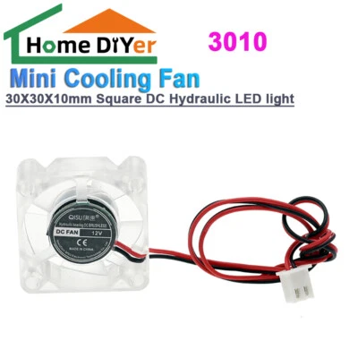 3010 Fan 30X30X10mm Mini Square Brushless Cooling Fan DC Hydraulic LED light - Image 1 of 4