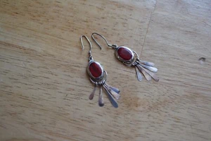 Rhodonite 925 Silver Plated Fine Finish Earrings 1.5" - Picture 1 of 2