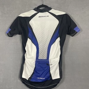Shimano ACCU3GR Men's Size S Short Sleeve Cycling Jersey Full Zipper blk wht blu - Picture 1 of 10