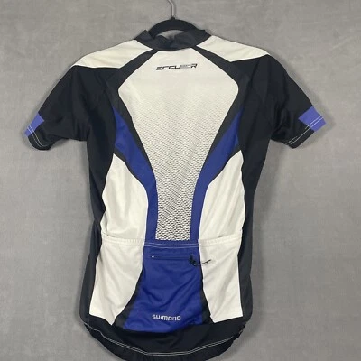 Велосипедная майка Shimano ACCU3GR мужская размер S с коротким рукавом на молнии черная белая синяя - Изображение 1 из 4