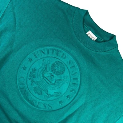 VTG NEW United States Congress Embossed Crewneck Sweatshirt Teal • 2XL - Image 1 of 4