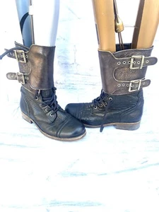 Botas Militares de Combate ALLSAINTS Cuero Negro y Marrón DAMISI Reino Unido 3 Eur 36 - Imagen 1 de 9