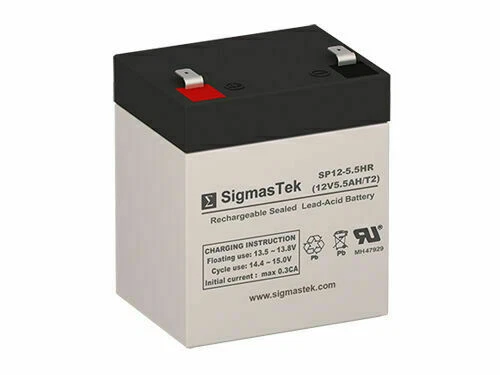 SigmasTek SP12-5.5HR 12V 5.5Ah Multipurpose Replacement Battery - White