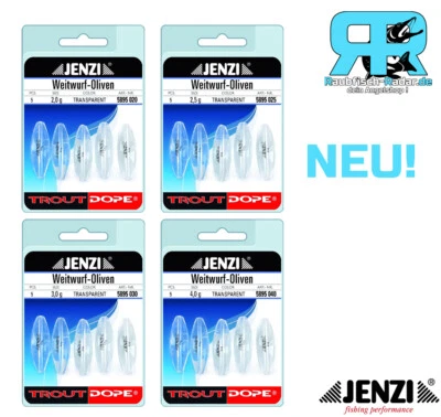 JENZI Weitwurfoliven tranparent Trout Dope Forelle Tremarella 2g 2,5g 3g 4g