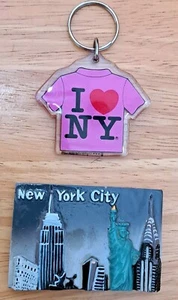New York City 3-dimensional Ceramic Fridge Magnet & Plastic I Love NY Keychain - Picture 1 of 3