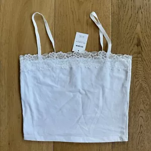 Cotton On White Spaghetti Strap Lace Trim Tank Top Size M Medium - Picture 1 of 3