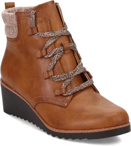 LifeStride Womens Zone Lace Up Wedge Bootie Whiskey | Whiskey Brown | 8.5 W - Picture 1 of 6