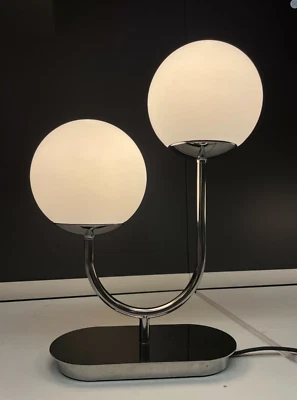 IKEA SIMRISHAMN 17" Table Lamp Chrome Opal Glass Modern Light New Free Ship