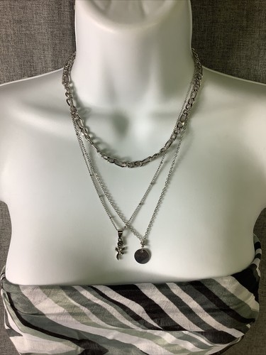 VETEMENTS "Collana Multifilamento Fiore Tono Argento 16""