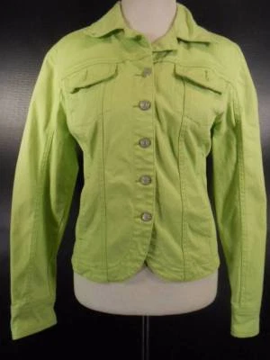Cool Women's Small A.M.I. Green Denim Long Sleeve Button Jean Jacket GUC - Изображение 1 из 4