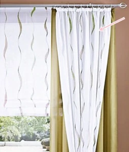 Gardine, 2 Stück, mit Kräuselband, Farbei Grün, Desing Wellenstreifen, Transpare - Bild 1 von 16