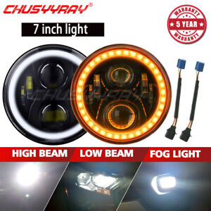 2PCS 7Inch Round LED Headlight Driving For TTouring Street Glide Special FLHXS