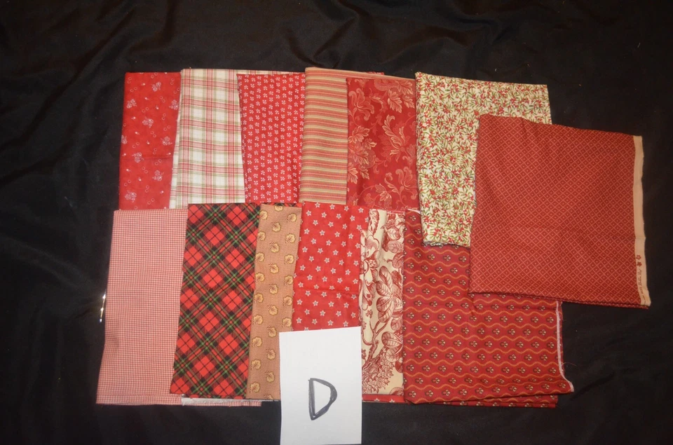 Cotton Fabric Lot Fabrics by weight Some Designer RED CREAM 2 LB 6 OZ  LOT D - Image 1 of 4