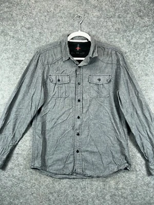 Camisa negra mediana con botones manga larga algodón cambray I Jeans By Buffalo para hombre Foto 1 de 4