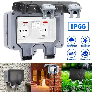 IP66 Außensteckdose Doppelt Doppelsteckdose Wandsteckdosen Garten Steckdosenbox - Bild 1 von 12