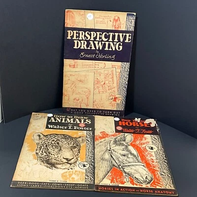 Vintage LOT OF 3 Instructional Art Drawing Books Walter T. Foster Ernest Norling - Image 1 of 4