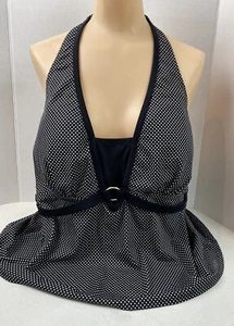 Fashion Bug Swimwear Tankini TOP ONLY Size 22 Padded Black White Polka Dots #22F - Picture 1 of 8