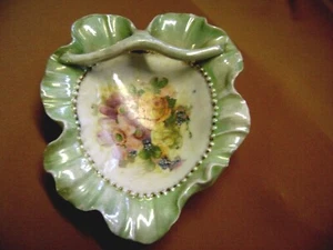 ALEMANIA FLORAL CUENTAS ACENTO MANGO HOJA PORCELANA PLATO COMO NUEVO - Imagen 1 de 8
