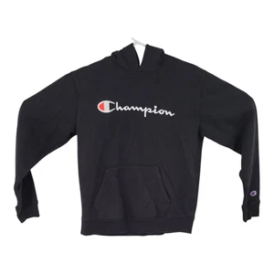 Champion Black Hoodie Embroidered Logo Pullover Sweatshirt Unisex Kids XL - Picture 1 of 6