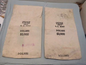 Vintage US Mint Canvas Money Bags for $2000 in Dollars, Qty 2, Lot #6 - Picture 1 of 2