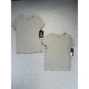 Art Class Girls Top Short Sleeve Top Ruffle Edge Gray Size S (6/6X) NWT Set Of 2 - Picture 1 of 7