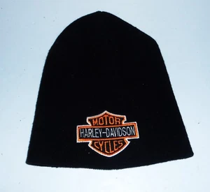 HARLEY DAVIDSON MOTORCYCLES BLACK SKULL CAP BEANIE EMBROIDERED LOGO NEW - Picture 1 of 1