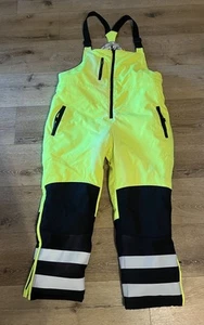 RefrigiWear Bib Overalls 2XL 0497R Insulated Softshell Neon Yellow Green 2024 - Picture 1 of 3