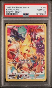 Pokemon TCG Pikachu 160/159 Crown Zenith PSA 10 FA 2023 Secret Rare English Card - Picture 1 of 2