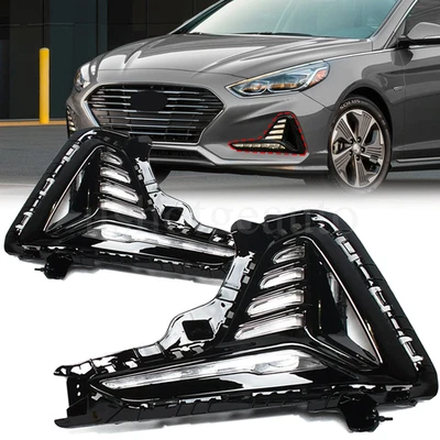 For 2018 2019 Hyundai Sonata Front Bumper Fog Lights Fog Lamps Pair LED DRL 2PCS - Image 1 of 4