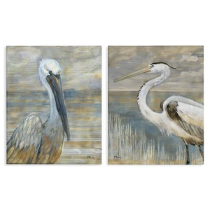 Stupell Industries Sea Birds Abstract Beach 2pc Set Canvas Wall Art, R2 2923A - Picture 1 of 5