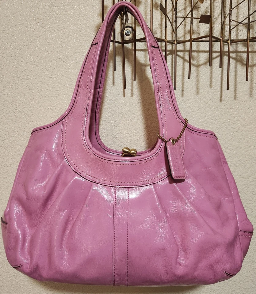 Coach Ergo - Pink Patent Leather With Kiss Lock - #12520  - Image 1 of 4