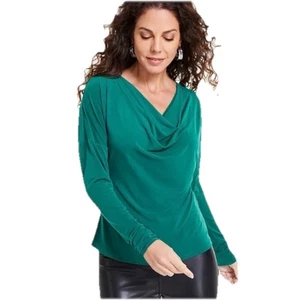 Top INC Verde Capucha Cuello Manga Larga Nuevo con Etiquetas L - Imagen 1 de 8