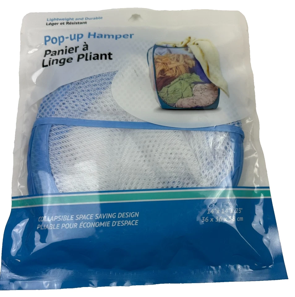 Pop Up Foldable Laundry Basket Mesh Hamper Blue 21343