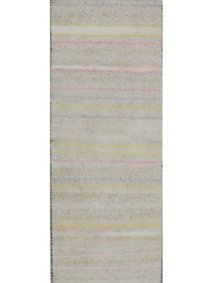 Alfombra de tejido plano lavable neutro Kilim Wool Runner 2x6 pies Foto 1 de 3