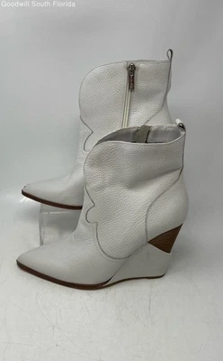 Botas de tornozelo femininas Jessica Simpson Hilrie couro marrom branco 8,5M - Imagem 1 de 4