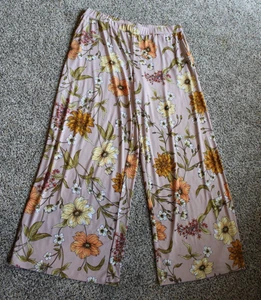 QVC Susan Graver Large Printed Wide Leg Slinky Pull On Floral Pants Liquid Knit - Picture 1 of 4