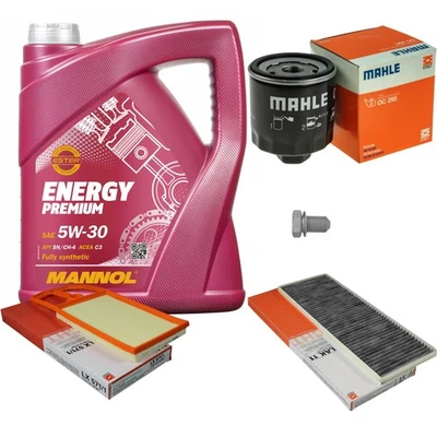 MAHLE Inspection Set 5L MANNOL 5W-30 Energy Premium Pour VW Bora 1.4 16V - Photo 1/4