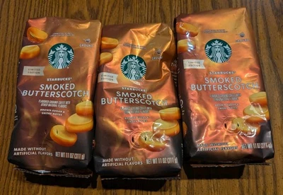 (3) Bolsa de café molido Starbucks Smoked Butterscotch edición limitada 11 oz BB 12/2025 Foto 1 de 3