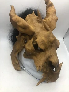 Vintage 1997 Gold Devil Horns Illusive Concepts Halloween Mask Prop - Picture 1 of 6