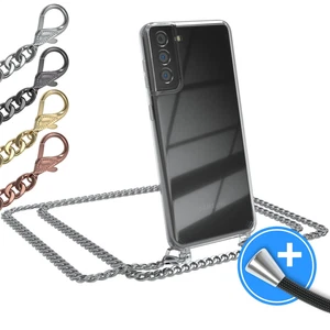 EAZY CASE do Samsung Galaxy S21 Plus 5G Etui Łańcuszek na telefon komórkowy Zestaw Metal przezroczysty - Zdjęcie 1 z 11