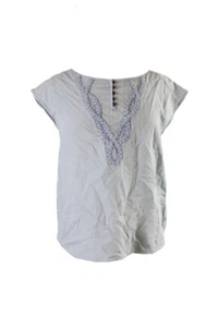 Vintage America Blue Cap-Sleeve Denim Top S - Picture 1 of 3